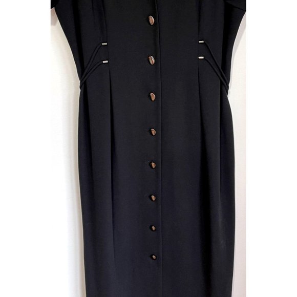 Vintage 90s SL Fashions Black Classic Midi Dress Womens Size 16 - Picture 2 of 5